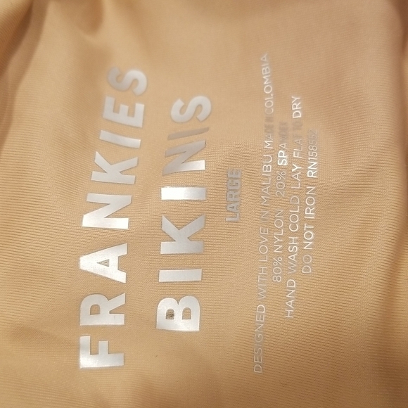 💕FRANKIE'S BIKINIS💕 Colby Tie Front Ruffle Bikini Top Earth Large L NWT - Picture 9 of 10